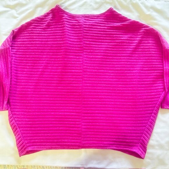 Ladies Top XL Pink Ribbed Batwin 3/4 Sleeves read - Picture 2 of 5